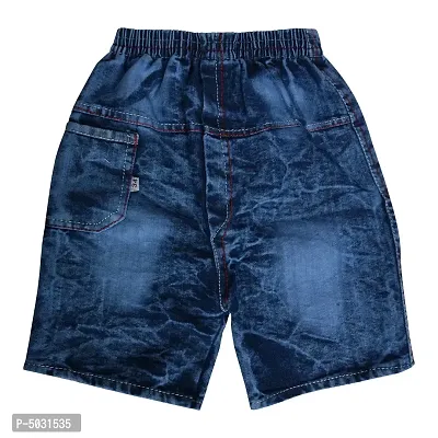 Stylish Blue Denim Self Pattern Shorts For Boys-thumb0