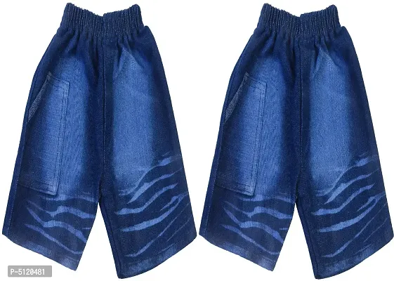 Stylish Denim Blue Solid Shorts For Boys Pack of 2-thumb0