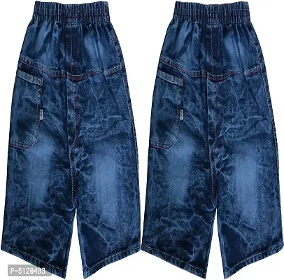 Stylish Denim Blue Solid Shorts For Boys