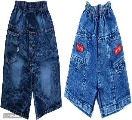 Stylish Denim Blue Solid Shorts For Boys Pack of 2