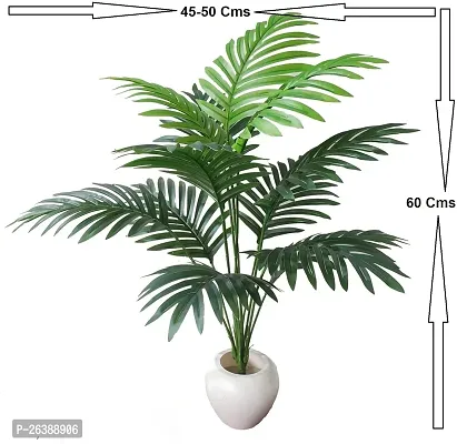 Home Bloom Natural Looking 12 Leaves Areca Palm Indoor Plant for Home/Shop/Office Decor/Gifting Artificial Plant with Pot (60 cm, Green)-thumb2