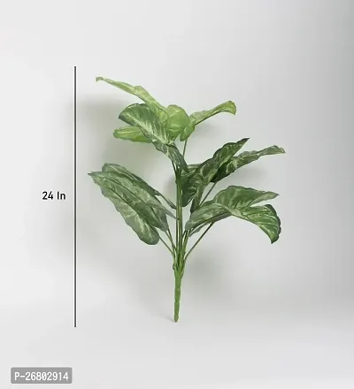 Home Bloom Beautiful Artificial Miniature PVC Silk Plant with Big Leaves and Without Pot (12 Leaves, 50 cm Tall, Multicolour)-thumb4