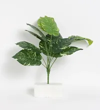 Home Bloom Beautiful Artificial Miniature PVC Silk Plant with Big Leaves and Without Pot (12 Leaves, 50 cm Tall, Multicolour)-thumb2