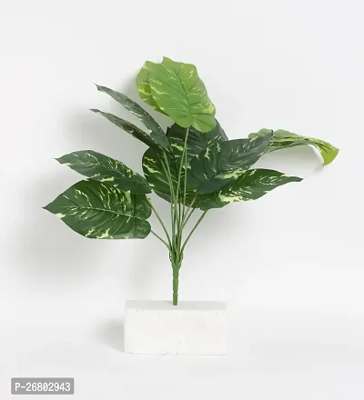 Home Bloom Beautiful Artificial Miniature PVC Silk Plant with Big Leaves and Without Pot (12 Leaves, 50 cm Tall, Multicolour)-thumb3