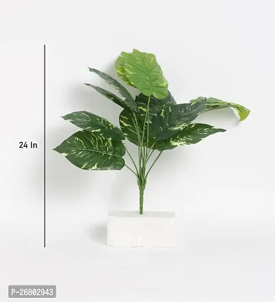 Home Bloom Beautiful Artificial Miniature PVC Silk Plant with Big Leaves and Without Pot (12 Leaves, 50 cm Tall, Multicolour)-thumb4