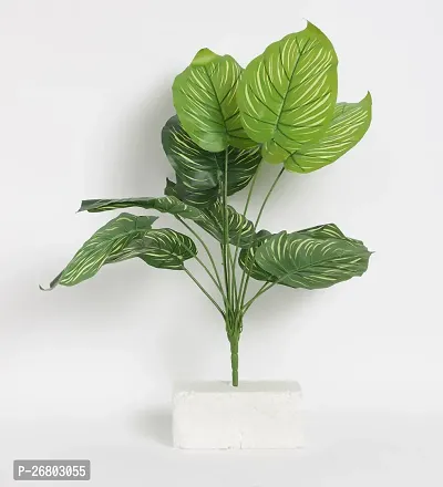 Home Bloom Beautiful Artificial Miniature PVC Silk Plant with Big Leaves and Without Pot (12 Leaves, 50 cm Tall, Multicolour)-thumb2