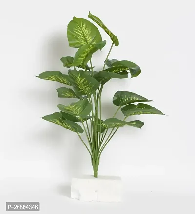 Home Bloom Beautiful Artificial Miniature PVC Silk Floor Plant with Big Leaves and Without Pot (18 Leaves, 65 cm Tall, Green)-thumb4