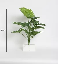Home Bloom Beautiful Artificial Miniature PVC Silk Floor Plant with Big Leaves and Without Pot (18 Leaves, 65 cm Tall, Green)-thumb3