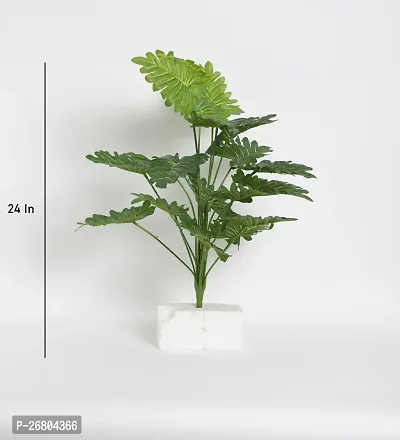 Home Bloom Beautiful Artificial Miniature PVC Silk Floor Plant with Big Leaves and Without Pot (18 Leaves, 65 cm Tall, Green)-thumb4