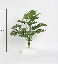 Home Bloom Beautiful Artificial Miniature PVC Silk Floor Plant with Big Leaves and Without Pot (18 Leaves, 65 cm Tall, Green)-thumb1