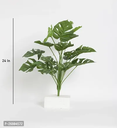 Home Bloom Beautiful Artificial Miniature PVC Silk Floor Plant with Big Leaves and Without Pot (18 Leaves, 65 cm Tall, Green)-thumb2