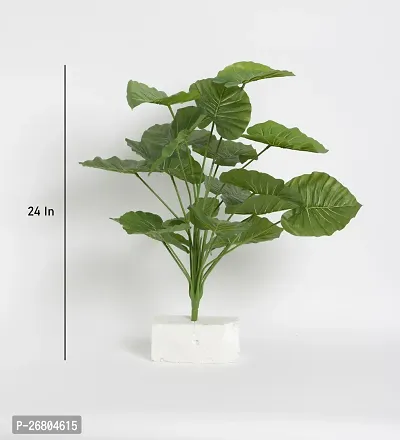 Home Bloom Beautiful Artificial Miniature PVC Silk Floor Plant with Big Leaves and Without Pot (18 Leaves, 65 cm Tall, Green)-thumb2