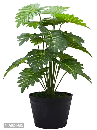 Beautiful Artificial Miniature PVC Silk Floor Plant with Big Leaves and Without Pot (18 Leaves, 65 cm Tall, Green)-thumb5