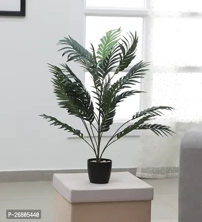 Home Bloom  Artificial Areca Palm for Home Decor/Office Decor/Gifting | Big Ornamental Plant with Basic Black Pot | 21 Leaves | 75 cm Tall Natural Looking Indoor Plant-thumb0