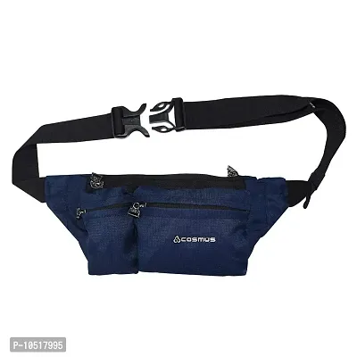 COSMUS Polyester Midriff Waist Pouch Bag/Fanny Pack with Multiple Pockets and Sanitizer Bottle Hook - Navy-thumb4