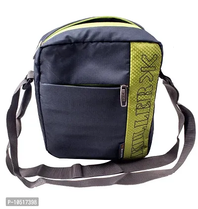 KILLER Polyester Dark Grey & Green Messenger Bag For Unisex-thumb5