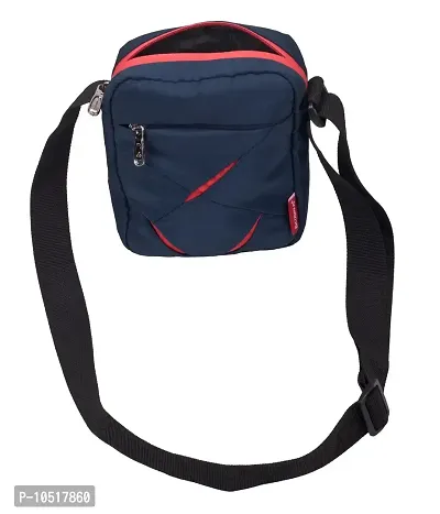 Small Sling Bag for Men - Cosmus Index-Small Bag for Mobile & Wallet - Navy Blue - Red-thumb5