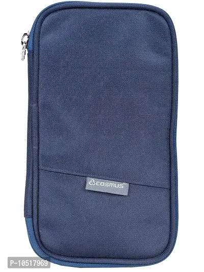 Cosmus Passport Holder - Travel Case Wallet & Organizer - Blue Polyester Fabric Passport Holder for Men & Women