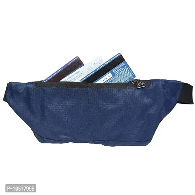 COSMUS Polyester Midriff Waist Pouch Bag/Fanny Pack with Multiple Pockets and Sanitizer Bottle Hook - Navy-thumb2
