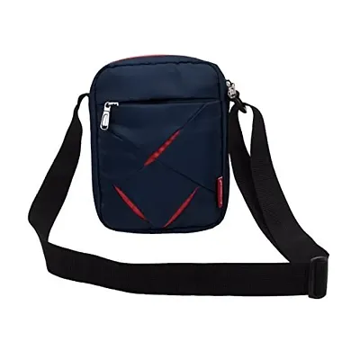 Small Sling Bag for Men - Cosmus Index-Small Bag for Mobile  Wallet - Navy Blue - Red