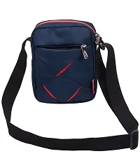 Small Sling Bag for Men - Cosmus Index-Small Bag for Mobile & Wallet - Navy Blue - Red-thumb2