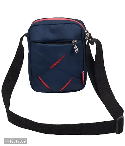 Small Sling Bag for Men - Cosmus Index-Small Bag for Mobile & Wallet - Navy Blue - Red-thumb3