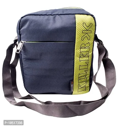 KILLER Polyester Dark Grey & Green Messenger Bag For Unisex-thumb0