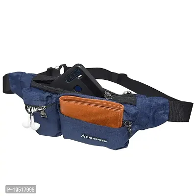 COSMUS Polyester Midriff Waist Pouch Bag/Fanny Pack with Multiple Pockets and Sanitizer Bottle Hook - Navy-thumb3