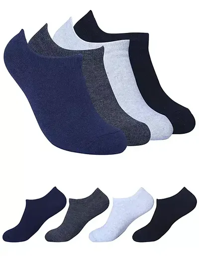 Sizzers Men's And Women's Solid Cotton Low Cut Loafer Socks (Multi-Coloured) Pack Of 4 Pair (Free Size)