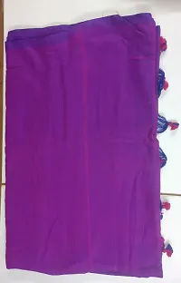 Stylish Cotton Purple Solid Saree without Blouse piece-thumb1