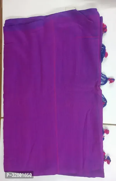 Stylish Cotton Purple Solid Saree without Blouse piece-thumb2