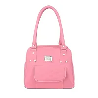 Stylish Pink PU Solid Handbags For Women-thumb1