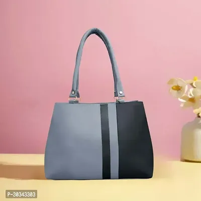 Stylish Grey PU Solid Handbags For Women-thumb0