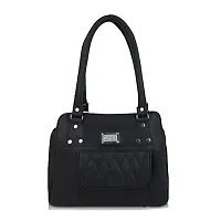 Stylish Black PU Solid Handbags For Women-thumb1