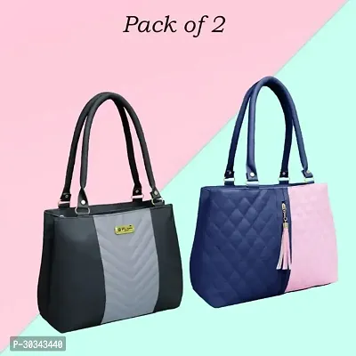 Stylish Multicoloured PU  Handbags For Women Pack Of 2-thumb0