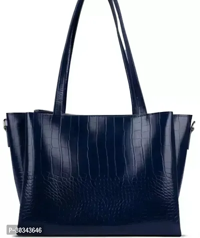 Stylish Navy Blue Artificial Leather Solid Handbags For Women-thumb3