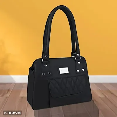 Stylish Black PU Solid Handbags For Women-thumb0