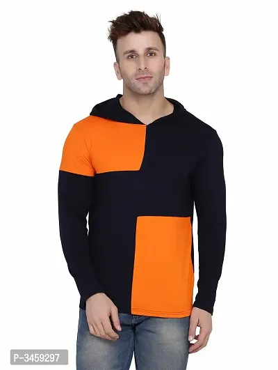 Men's Multicoloured Cotton Colourblocked Hooded Tees