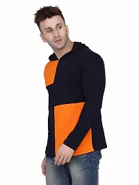 Men's Multicoloured Cotton Colourblocked Hooded Tees-thumb1