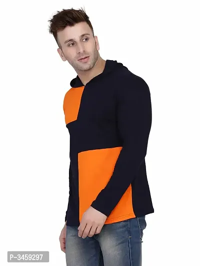 Men's Multicoloured Cotton Colourblocked Hooded Tees-thumb2