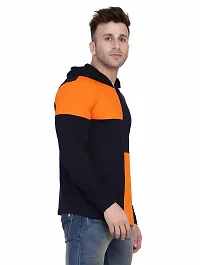 Men's Multicoloured Cotton Colourblocked Hooded Tees-thumb2