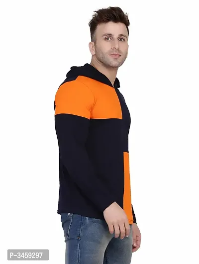 Men's Multicoloured Cotton Colourblocked Hooded Tees-thumb3