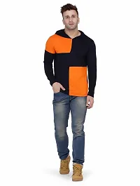 Men's Multicoloured Cotton Colourblocked Hooded Tees-thumb4