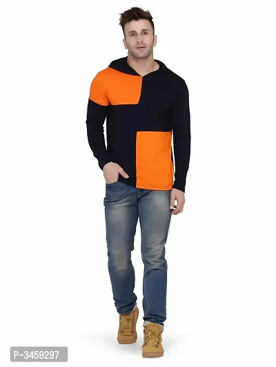 Men's Multicoloured Cotton Colourblocked Hooded Tees-thumb5