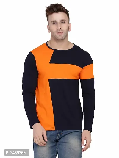 Men's Multicoloured Cotton Colourblocked Round Neck Tees-thumb0