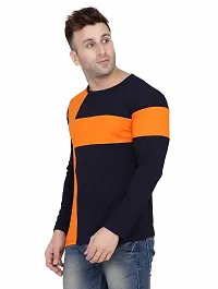 Men's Multicoloured Cotton Colourblocked Round Neck Tees-thumb1