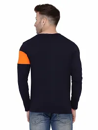 Men's Multicoloured Cotton Colourblocked Round Neck Tees-thumb2