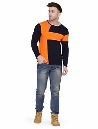 Men's Multicoloured Cotton Colourblocked Round Neck Tees-thumb4