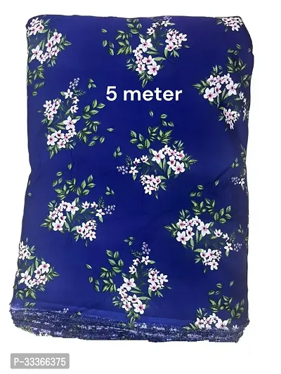 Elegant Blue Crepe Printed Dress Material Fabric For Women-thumb0