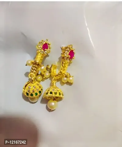 Fancy Brass Earrings For Women-thumb0